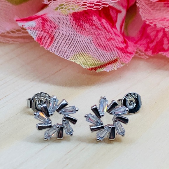 Sterling Silver 925 CZ Stud Earrings - Picture 2 of 4